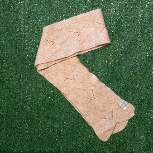 VINTAGE CASTLERIG CASHMERE SCARVE LIGHT CREAM PINK WOMENS WINTER CLASSIC - Picture 7 of 7